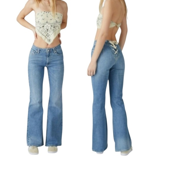 BDG Denim - Urban Outfitters BDG Light Blue Lace Up Flare Jeans